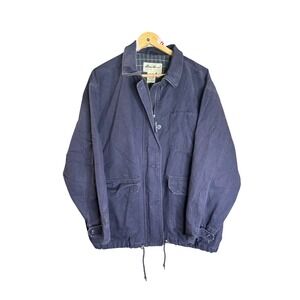 Eddie Bauer Mens Navy Blue Canvas Barn Coat Jacket L G Workwear Outdoor